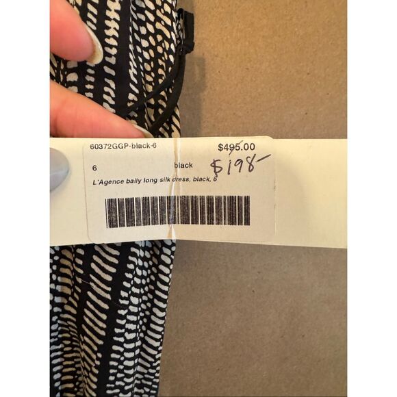NWT L’Agence Bally Silk Print Maxi Dress with Tie Waist MSRP:$495 - Picture 6 of 11